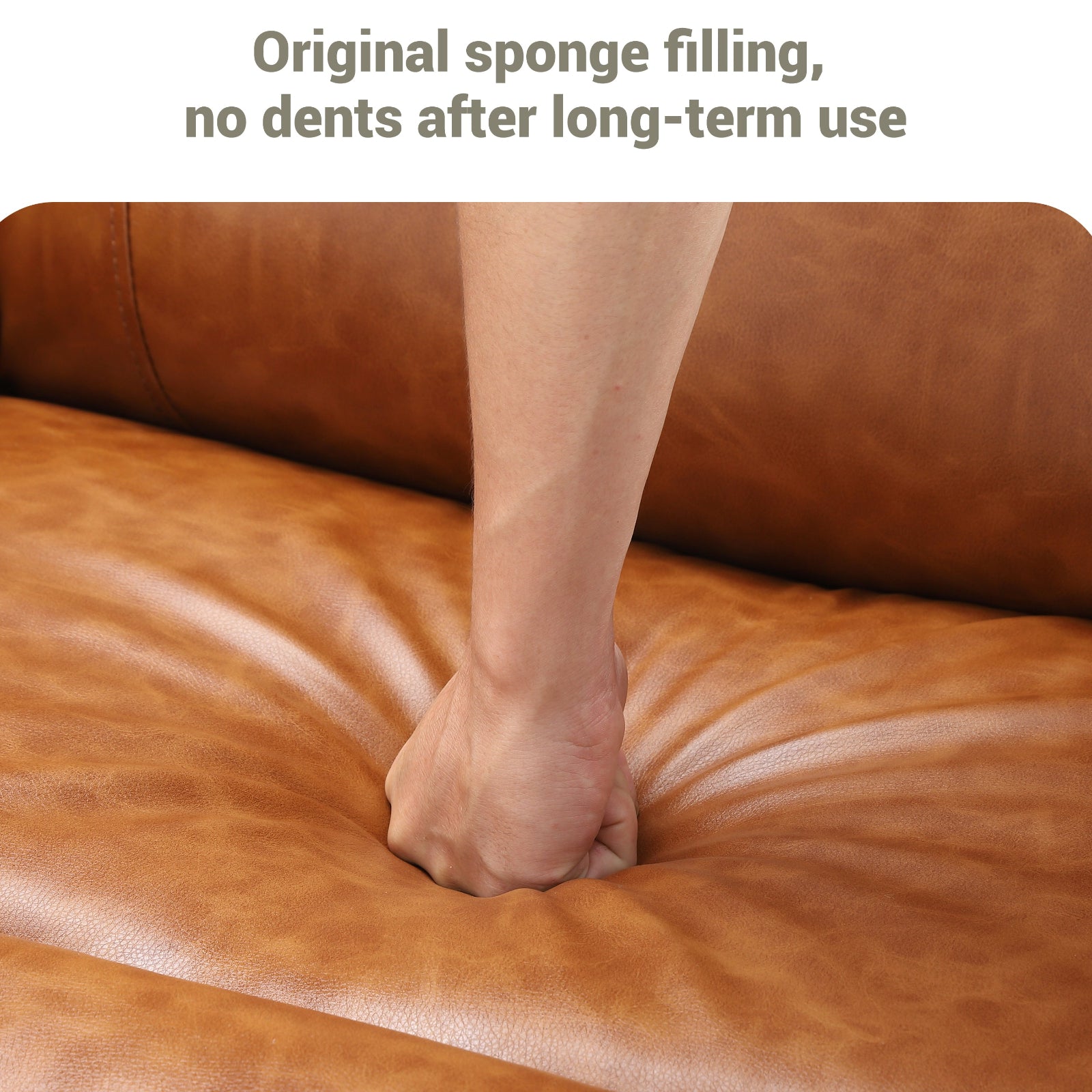 Garvee Manual Leather Recliner Chair with 2 Cup Holders, Side Pocket, PU Leather, Overstuffed Armrests, Iron Frame, Living Room Sofa, Brown