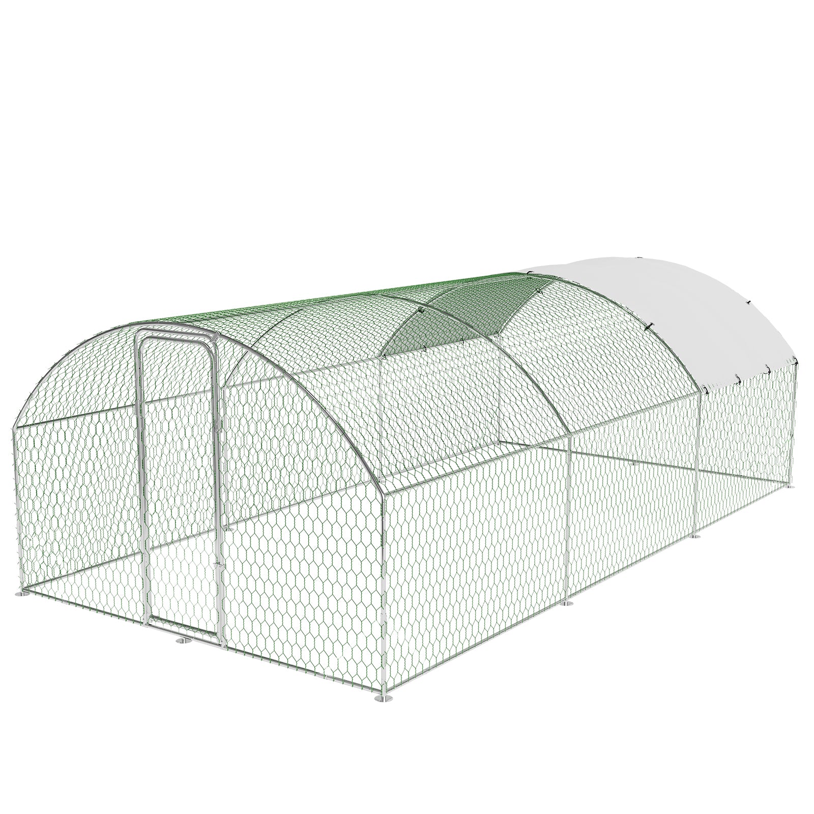 Garvee Large Metal Chicken Coop, Doom Roof Large Chicken Run for Yard, Walk-In Poultry Cage with Waterproof and Anti-Uv Cover, Chicken Pen for Outdoor Backyard Farm (9.8x19.7x6.6FT)