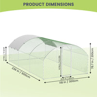 Garvee Large Metal Chicken Coop, Doom Roof Large Chicken Run for Yard, Walk-In Poultry Cage with Waterproof and Anti-Uv Cover, Chicken Pen for Outdoor Backyard Farm (9.8x19.7x6.6FT)