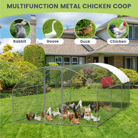 Garvee Large Metal Chicken Coop, Doom Roof Large Chicken Run for Yard, Walk-In Poultry Cage with Waterproof and Anti-Uv Cover, Chicken Pen for Outdoor Backyard Farm (9.8x19.7x6.6FT)