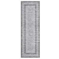 Garvee Bordered Grey 2x6 Modern Bordered Runner Rug Soft Non Slip Runner Washable Non Shedding Floor Carpet, Distressed Geometric Hallway Runner, Indoor Printed Runner for Kitchen, Entrance