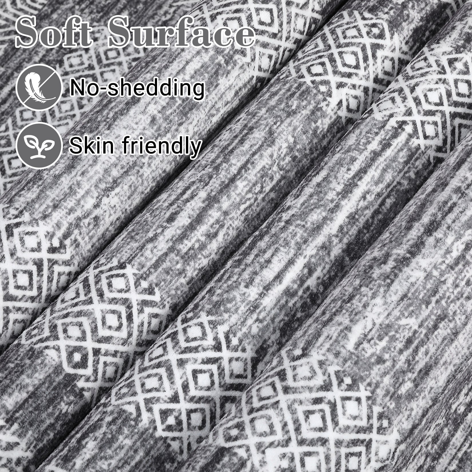 Garvee Bordered Grey 5x7 Modern Geometric Area Distressed Rug Washable Non Slip Floor Carpet Non Shedding Thin Rug, Soft Low Pile Rug, Contemporary Gray Rug for Dining Room, Living Room