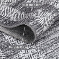 Garvee Bordered Grey 9x12 Large Area Distressed Modern Rug Soft Non Shedding Floor Carpet, Geometric Rug, Washable Non Slip Rug, Low Pile Indoor Area Rug for Living Room, Bedroom