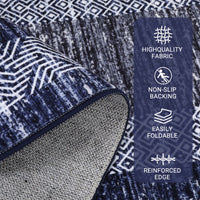 Garvee Bordered Blue 9x12 Large Modern Blue Area Rug Distressed Rug Soft Non Shedding Floor Carpet, Geometric Rug, Washable Non Slip Rug, Low Pile Indoor Area Rug for Living Room, Bedroom