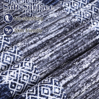 Garvee Bordered Blue 9x12 Large Modern Blue Area Rug Distressed Rug Soft Non Shedding Floor Carpet, Geometric Rug, Washable Non Slip Rug, Low Pile Indoor Area Rug for Living Room, Bedroom