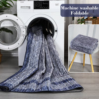 Garvee Bordered Blue 9x12 Large Modern Blue Area Rug Distressed Rug Soft Non Shedding Floor Carpet, Geometric Rug, Washable Non Slip Rug, Low Pile Indoor Area Rug for Living Room, Bedroom