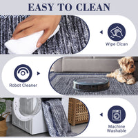 Garvee Bordered Blue 2x6 Modern Runner Rug Soft Non Slip Runner Washable Non Shedding Floor Carpet, Distressed Geometric Hallway Runner, Indoor Printed Runner for Kitchen, Entrance, Blue