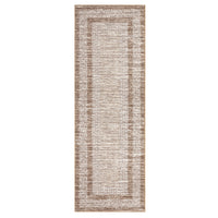 Garvee Bordered Brown 2x6 Modern Runner Rug Soft Non Slip Runner Washable Non Shedding Floor Carpet, Distressed Geometric Hallway Runner, Indoor Printed Runner for Kitchen, Entrance