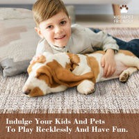 Garvee Bordered Brown 9x12 Large Modern Area Rug Distressed Rug Soft Non Shedding Floor Carpet, Geometric Rug, Washable Non Slip Rug, Low Pile Indoor Area Rug for Living Room, Bedroom