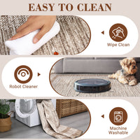 Garvee Bordered Brown 10x13 Large Washable Geometric Area Rug Non Slip Non Shedding Floor Carpet, Modern Bordered Rug, Distressed Blue Rug, Indoor Printed Rug for Living Room, Bedroom, Office