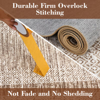 Garvee Bordered Brown 9x12 Large Modern Area Rug Distressed Rug Soft Non Shedding Floor Carpet, Geometric Rug, Washable Non Slip Rug, Low Pile Indoor Area Rug for Living Room, Bedroom