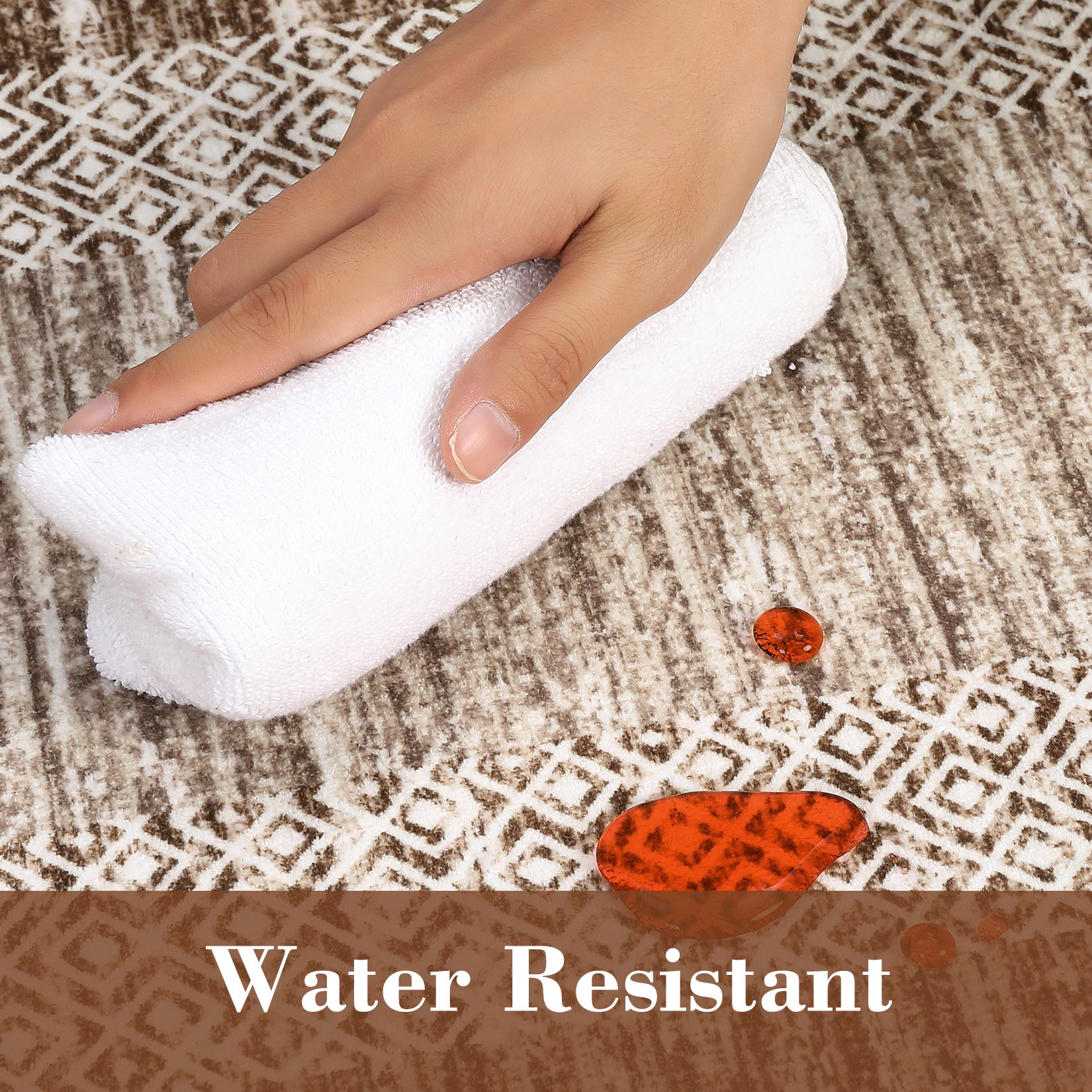 Garvee Bordered Brown 2x6 Modern Runner Rug Soft Non Slip Runner Washable Non Shedding Floor Carpet, Distressed Geometric Hallway Runner, Indoor Printed Runner for Kitchen, Entrance