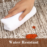 Garvee Bordered Brown 2x6 Modern Runner Rug Soft Non Slip Runner Washable Non Shedding Floor Carpet, Distressed Geometric Hallway Runner, Indoor Printed Runner for Kitchen, Entrance