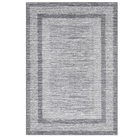 Garvee Bordered Grey 5x7 Modern Geometric Area Distressed Rug Washable Non Slip Floor Carpet Non Shedding Thin Rug, Soft Low Pile Rug, Contemporary Gray Rug for Dining Room, Living Room