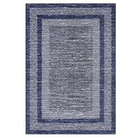 Garvee Bordered Blue 9x12 Large Modern Blue Area Rug Distressed Rug Soft Non Shedding Floor Carpet, Geometric Rug, Washable Non Slip Rug, Low Pile Indoor Area Rug for Living Room, Bedroom