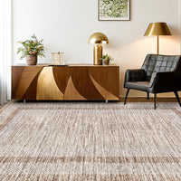 Garvee Bordered Brown 9x12 Large Modern Area Rug Distressed Rug Soft Non Shedding Floor Carpet, Geometric Rug, Washable Non Slip Rug, Low Pile Indoor Area Rug for Living Room, Bedroom