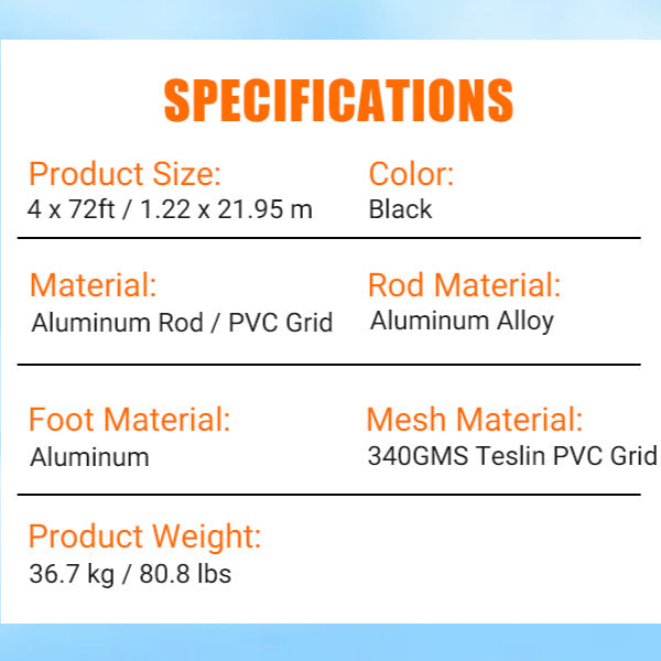 Garvee Pool Fence,4x72 Ft Swimming Pool Fences for Inground Pools, Easy DIY Installation Pool Safety Fence with Herringbone Legs, 340 GMS Teslin PVC Mesh Protects Kids and Pets