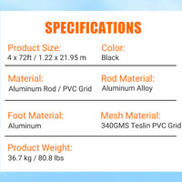 Garvee Pool Fence,4x72 Ft Swimming Pool Fences for Inground Pools, Easy DIY Installation Pool Safety Fence with Herringbone Legs, 340 GMS Teslin PVC Mesh Protects Kids and Pets