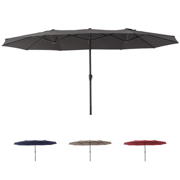 Garvee 15x9 Ft Large Patio Umbrellas,Patio Double-Sided Umbrella With Base and Crank,Outdoor Rectangle Market Umbrella for Patio, Lawn & Garden and Poolside,Dark Grey
