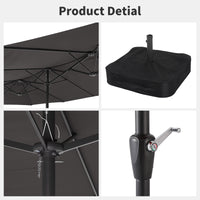 Garvee 15x9 Ft Large Patio Umbrellas,Patio Double-Sided Umbrella With Base and Crank,Outdoor Rectangle Market Umbrella for Patio, Lawn & Garden and Poolside,Dark Grey