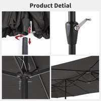 Garvee 15x9 Ft Large Patio Umbrellas,Patio Double-Sided Umbrella With Base and Crank,Outdoor Rectangle Market Umbrella for Patio, Lawn & Garden and Poolside,Dark Grey