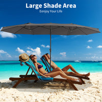 Garvee 15x9 Ft Large Patio Umbrellas,Patio Double-Sided Umbrella With Base and Crank,Outdoor Rectangle Market Umbrella for Patio, Lawn & Garden and Poolside,Dark Grey