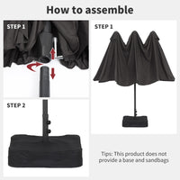 Garvee 15x9 Ft Large Patio Umbrellas,Patio Double-Sided Umbrella With Base and Crank,Outdoor Rectangle Market Umbrella for Patio, Lawn & Garden and Poolside,Dark Grey