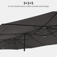 Garvee 15x9 Ft Large Patio Umbrellas,Patio Double-Sided Umbrella With Base and Crank,Outdoor Rectangle Market Umbrella for Patio, Lawn & Garden and Poolside,Dark Grey