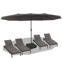 Garvee 15x9 Ft Large Patio Umbrellas,Patio Double-Sided Umbrella With Base and Crank,Outdoor Rectangle Market Umbrella for Patio, Lawn & Garden and Poolside,Dark Grey