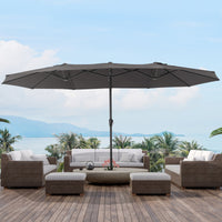 Garvee 15x9 Ft Large Patio Umbrellas,Patio Double-Sided Umbrella With Base and Crank,Outdoor Rectangle Market Umbrella for Patio, Lawn & Garden and Poolside,Dark Grey