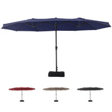 Garvee 15x9 Ft Large Double-Sided Patio Umbrella with Base & Crank - Outdoor Rectangle Market Umbrella for Patio, Lawn, Garden & Poolside, Navy Blue - Navy Blue
