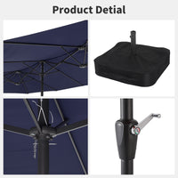 Garvee 15x9 Ft Large Double-Sided Patio Umbrella with Base & Crank - Outdoor Rectangle Market Umbrella for Patio, Lawn, Garden & Poolside, Navy Blue