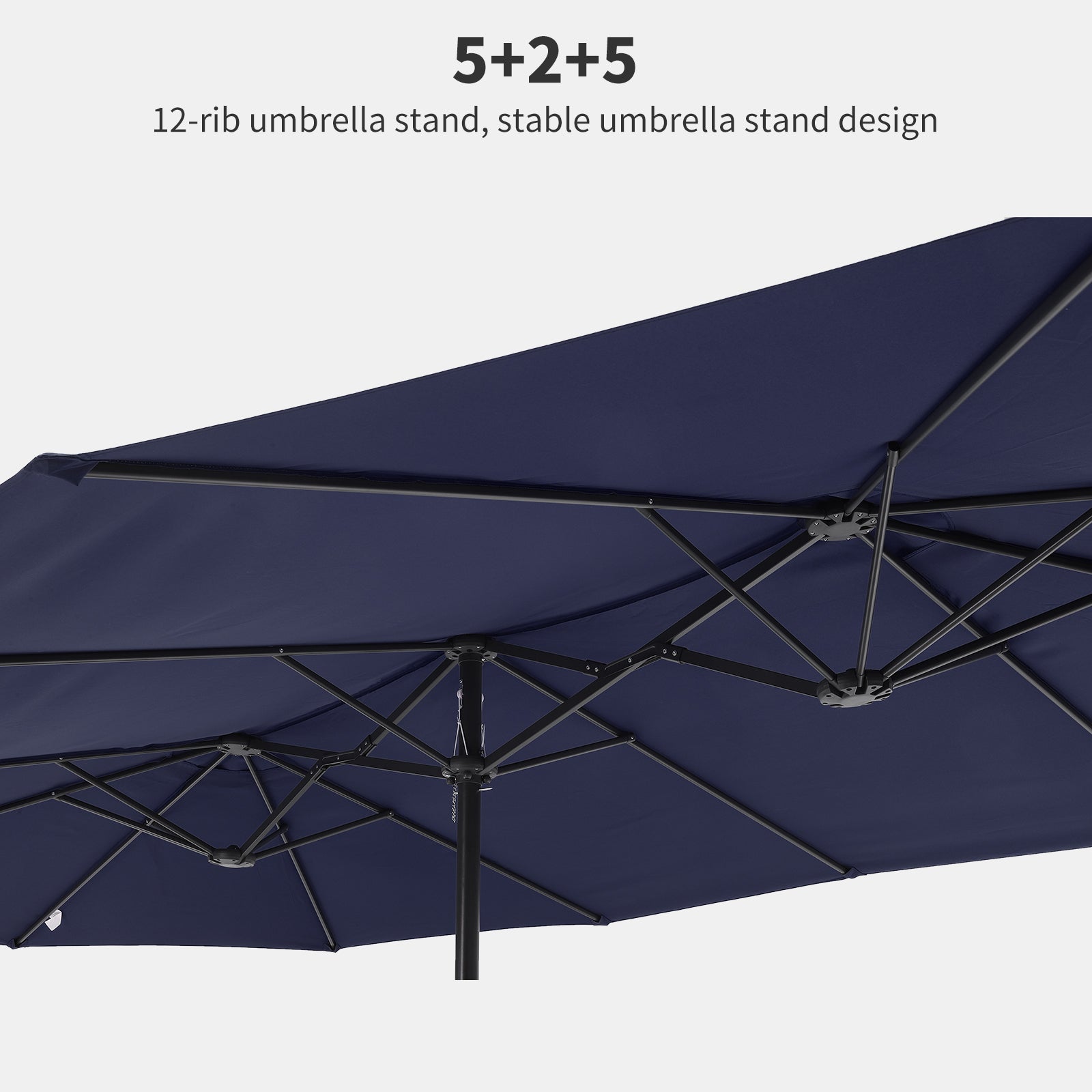 Garvee 15x9 Ft Large Double-Sided Patio Umbrella with Base & Crank - Outdoor Rectangle Market Umbrella for Patio, Lawn, Garden & Poolside, Navy Blue