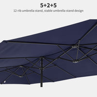 Garvee 15x9 Ft Large Double-Sided Patio Umbrella with Base & Crank - Outdoor Rectangle Market Umbrella for Patio, Lawn, Garden & Poolside, Navy Blue
