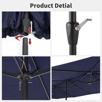 Garvee 15x9 Ft Large Double-Sided Patio Umbrella with Base & Crank - Outdoor Rectangle Market Umbrella for Patio, Lawn, Garden & Poolside, Navy Blue