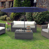 Garvee 15x9 Ft Large Double-Sided Patio Umbrella with Base & Crank - Outdoor Rectangle Market Umbrella for Patio, Lawn, Garden & Poolside, Navy Blue