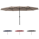 Garvee 15x9 Ft Extra Large Patio Umbrella with Base, Double-Sided Market Umbrella with Crank Handle, Outdoor UV-Protective Pool Umbrella for Garden, Backyard, Poolside,Khaki - Khaki