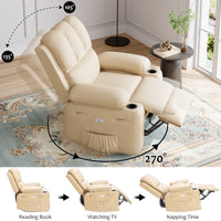 Garvee 27'' Width Electric Power Oversized Rocker Swivel Recliner Chair, USB Charger Lazy Boy for Adults, w/Vibrating Massage and Heating, 1.5X Sponge Filling for Living Room, Bedroom and Nursery