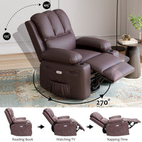 Garvee 27'' Width Electric Power Oversized Rocker Swivel Recliner Chair, USB Charger Lazy Boy for Adults, w/Vibrating Massage and Heating, 1.5X Sponge Filling for Living Room, Bedroom and Nursery
