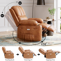 Garvee 27'' Width Electric Power Oversized Rocker Swivel Recliner Chair, USB Charger Lazy Boy for Adults, w/ Vibrating Massage and Heating, 1.5x Sponge Filling for Living Room, Bedroom and Nursery