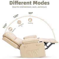Garvee Recliner Chairs with Heat and Massage, 360° Swivel Lazy Recliner Chair for Elderly, Ergonomic Rocking Chair with Cup Holder for Living Rooms, Bedrooms and Nurseries - Beige