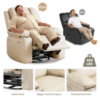 Garvee Recliner Chairs with Heat and Massage, 360° Swivel Lazy Recliner Chair for Elderly, Ergonomic Rocking Chair with Cup Holder for Living Rooms, Bedrooms and Nurseries - Beige