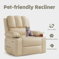 Garvee Recliner Chairs with Heat and Massage, 360° Swivel Lazy Recliner Chair for Elderly, Ergonomic Rocking Chair with Cup Holder for Living Rooms, Bedrooms and Nurseries - Beige