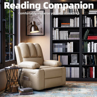 Garvee Recliner Chairs with Heat and Massage, 360° Swivel Lazy Recliner Chair for Elderly, Ergonomic Rocking Chair with Cup Holder for Living Rooms, Bedrooms and Nurseries - Beige