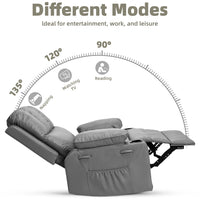 Garvee Oversized Recliner Chair with Heat and Massage, 360° Swivel, Manual Rocking, PU Leather, Cup Holder, for Living Rooms and Nurseries, Grey