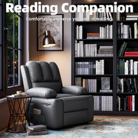 Garvee Oversized Recliner Chair with Heat and Massage, 360° Swivel, Manual Rocking, PU Leather, Cup Holder, for Living Rooms and Nurseries, Grey