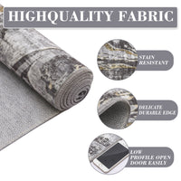 Garvee Machine Washable Area Rug 9x12 Large Living Room Rug, Non Slip Modern Abstract Floor Carpet, Low Pile Foldable Rug, Soft Rug for Bedroom, Nursery, Dining Room, Gray