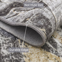 Garvee Machine Washable Area Rug 9x12 Large Living Room Rug, Non Slip Modern Abstract Floor Carpet, Low Pile Foldable Rug, Soft Rug for Bedroom, Nursery, Dining Room, Gray