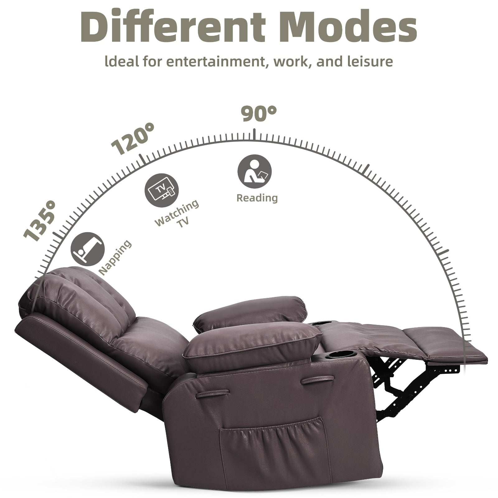 Garvee Oversized Recliner Chairs with Heat and Massage - 360° Swivel Lazy Boy Recliner Chair for Adults- Manual Rocking Chair with Cup Holder for Living Rooms, Bedrooms and Nurseries - Coffe