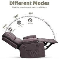 Garvee Oversized Recliner Chairs with Heat and Massage - 360° Swivel Lazy Boy Recliner Chair for Adults- Manual Rocking Chair with Cup Holder for Living Rooms, Bedrooms and Nurseries - Coffe